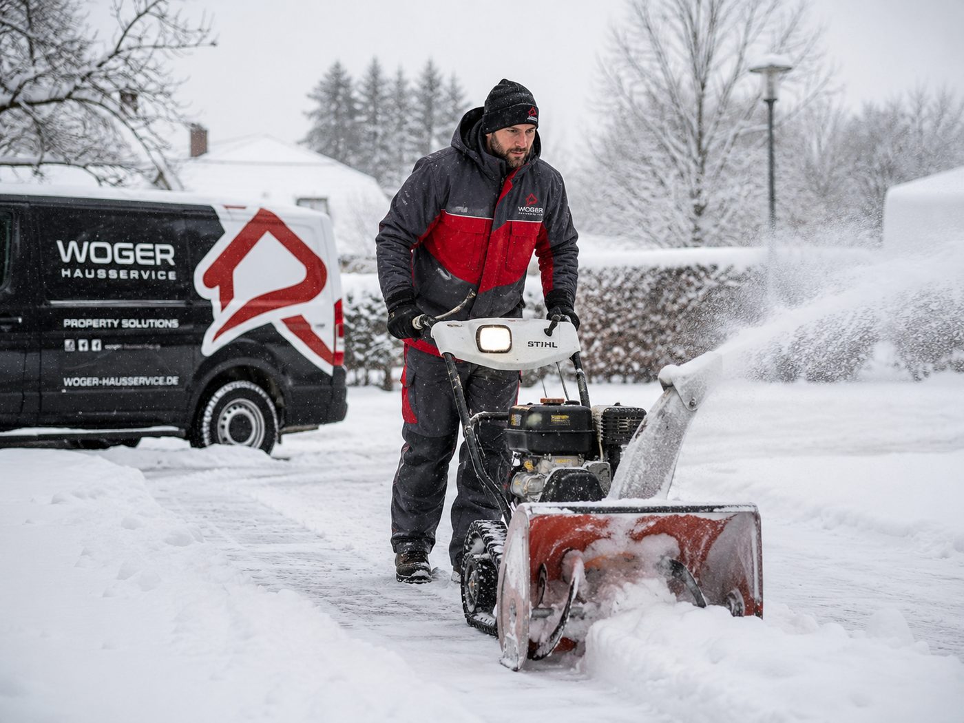 Winterdienst mit Schneefräse durch Woger Hausservice