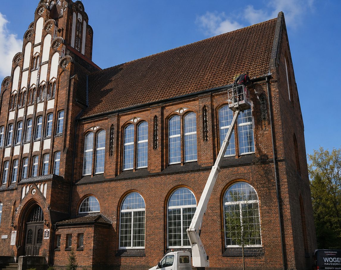 Höhenarbeiten an einer Fassade durch Woger Hausservice